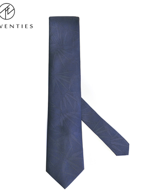 真丝男士西装领带男商务桑蚕丝深蓝色竹子条纹手打复古中国风tie