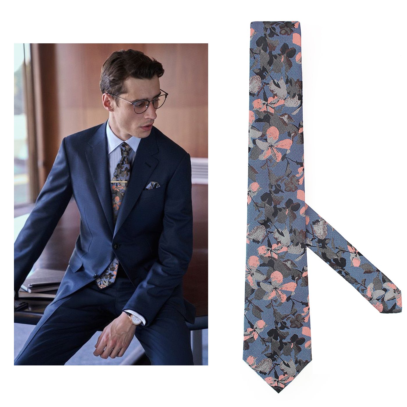 齐马蓝色真丝领带！越看越好看！