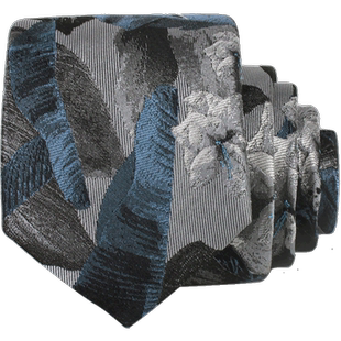 水墨丹青中国风真丝领带男正装商务 桑蚕丝灰色花领呔Tie礼盒送礼