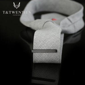 哑光黑色韩版领带夹 男士商务职业简约小领夹别针夹子卡子礼盒装