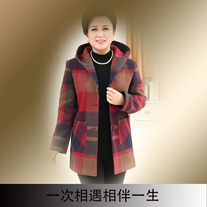 农村大妈外套女冬淘宝网乡村版啊婆衣服女装超大码冬天带帽毛料大