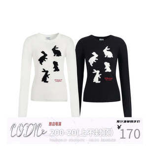 CODICE 24/AW 兔子水貂毛圆领短款毛衣正肩针织慵懒修身上衣