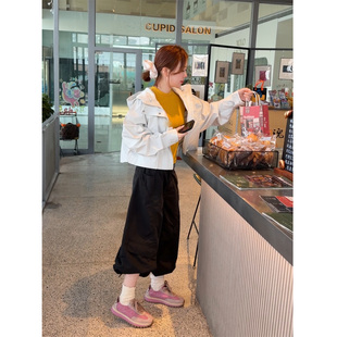 【BORAKOO】黑色工装风阔腿裤