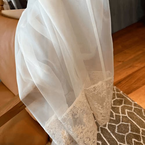 蕾丝拼接半身裙米色BORAKOO