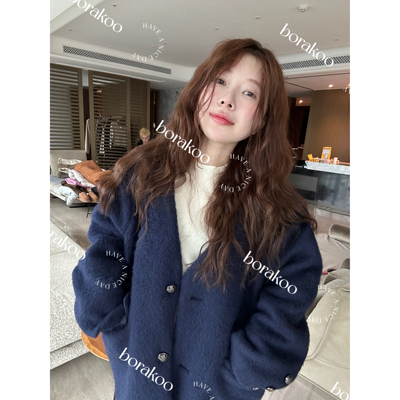 【BORAKOO】秋新款~高级感V领气质毛呢外套