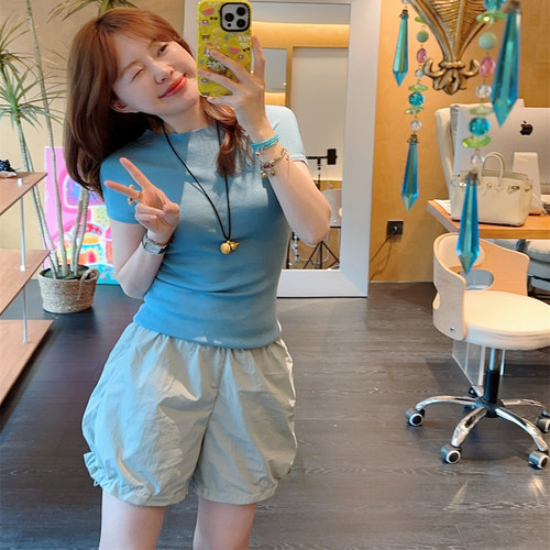 【BORAKOO】雾霾蓝抽绳短裤