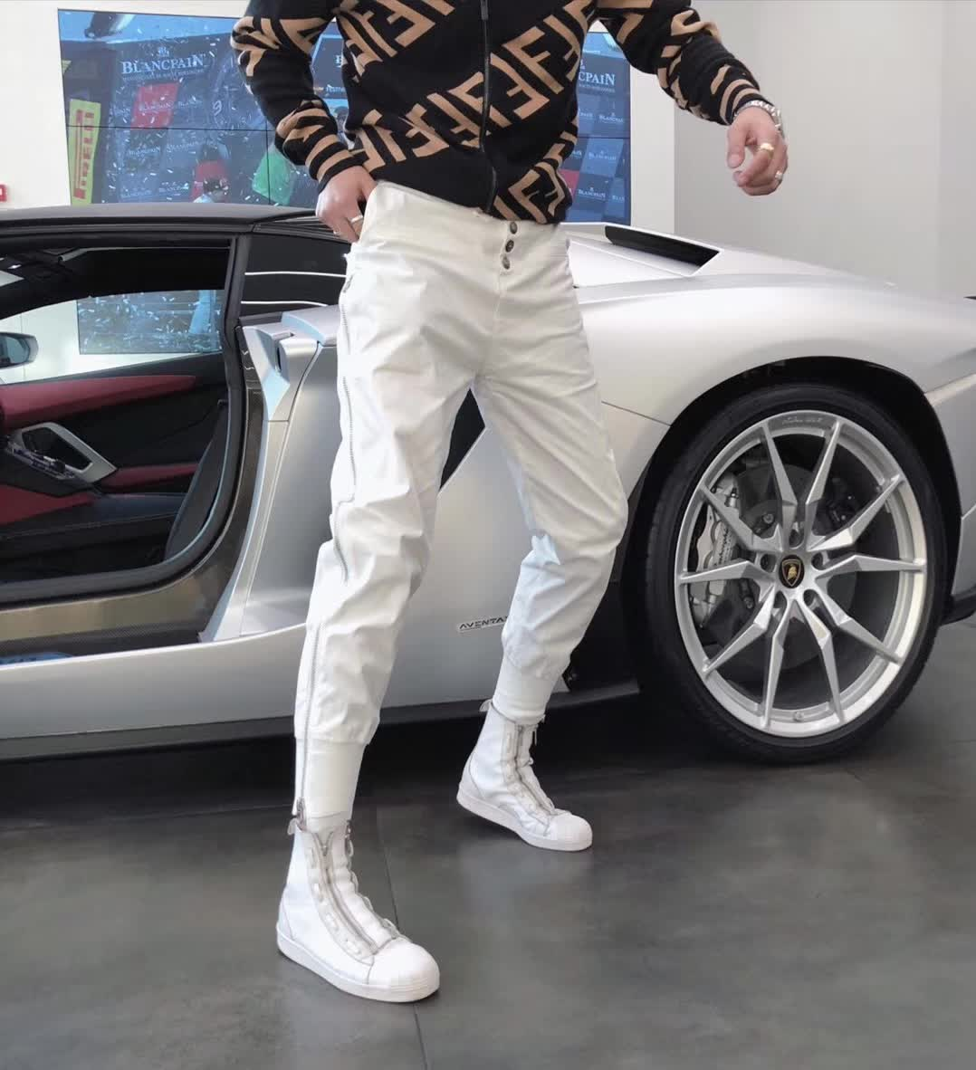 春夏新款裤子男休闲裤男长裤韩版潮流收腿裤小脚哈伦裤修身束脚裤