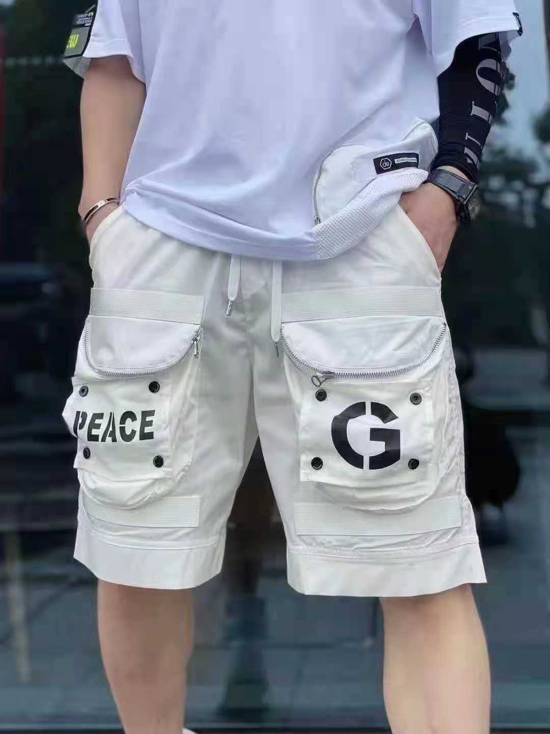 潮牌夏季工装短裤男韩版潮流宽松个性多口袋休闲裤2021个性中裤潮