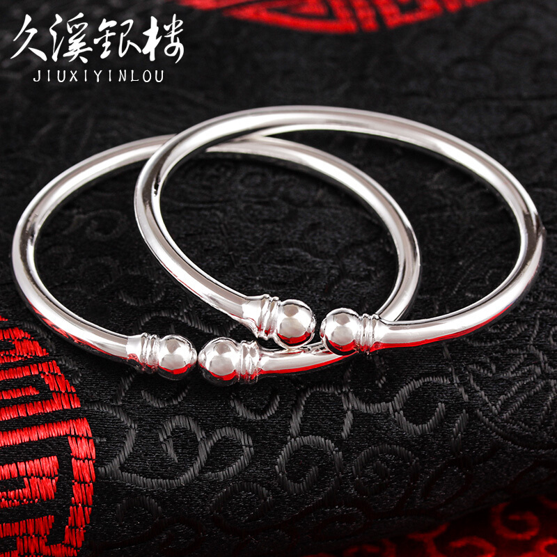 ¾ÃÏªÒøÂ¥999×ãÒø±¦±¦¶ùͯÊÖïí¹âÃæÔ²ËâÍ·¿ª¿ÚÓ¤¶ù´¿Òø½Åïí ÂúÔÂÀñ