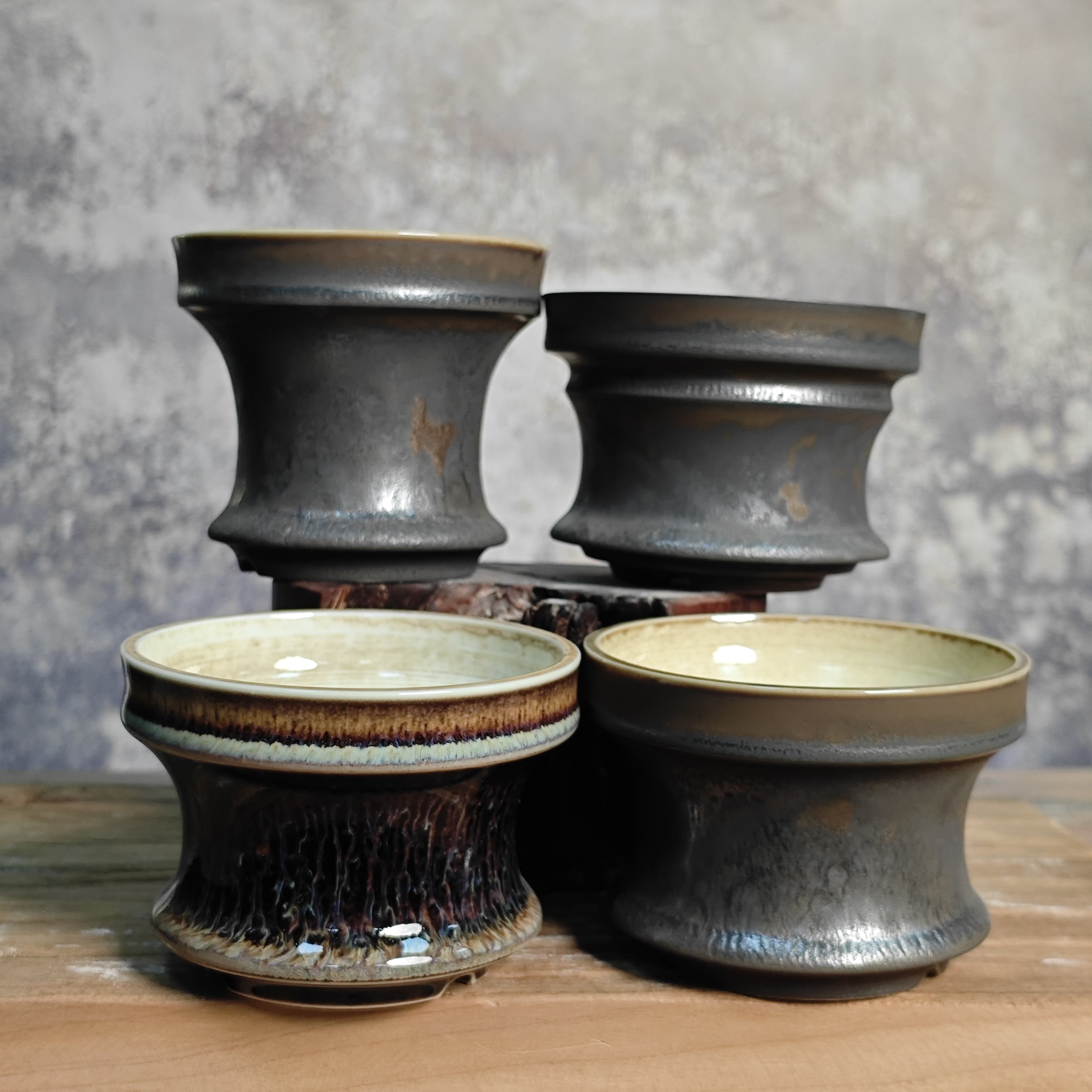 块根植物陶瓷花盆 素里手工小号块根盆多肉龙舌兰仙人球黑金