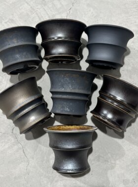 小号黑金块根植物盆手工潮流陶瓷花盆龙舌兰仙人球龟甲龙素里