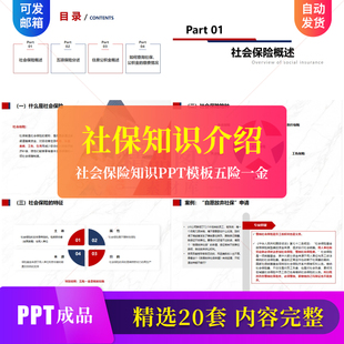 社会保险知识PPT课件模板五险一金养老医疗险种公积金介绍素材PPT