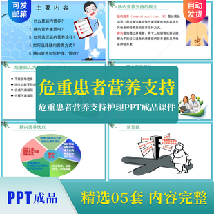危重患者营养支持和护理PPT成品课件模板护士肠内肠外学习素材ppt