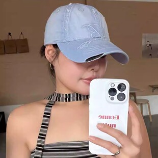 【橙子家】54-64美式复古做旧显脸小方圆脸棒球帽高级鸭舌帽潮流