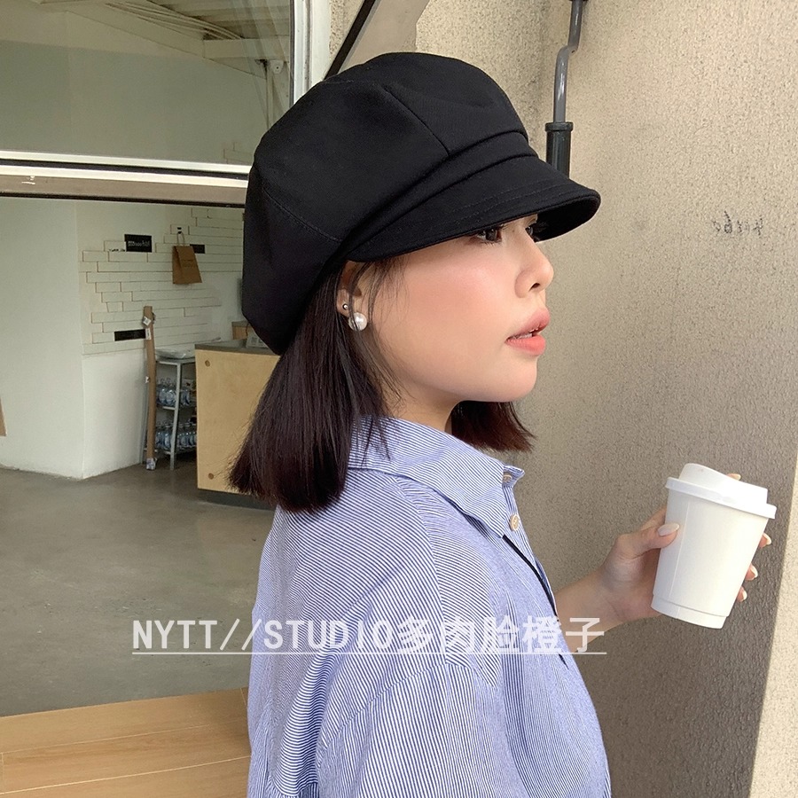 【橙子家】53-61头围八角帽韩系画家帽显脸小鸭舌帽前进贝雷帽