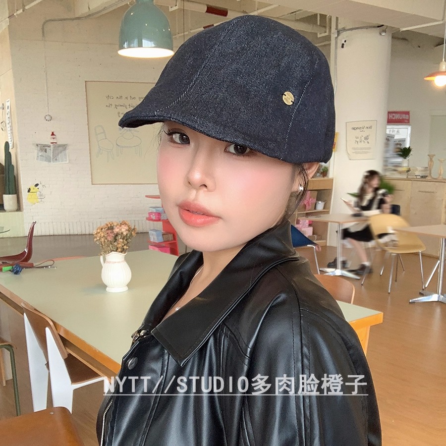 【橙子家】54-62头围复古韩系百搭ins前进帽棉麻轻薄显脸小贝雷帽