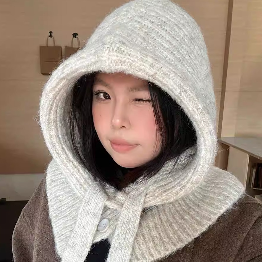 【橙子家】韩版巴拉克法帽子女冬季新款保暖防风百搭针织毛线帽