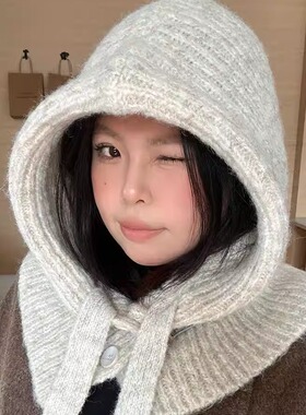 【橙子家】韩版巴拉克法帽子女冬季新款保暖防风百搭针织毛线帽