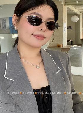 【橙子家】超轻方圆脸素颜猫眼墨镜女金丝防蓝光眼镜显脸小墨镜