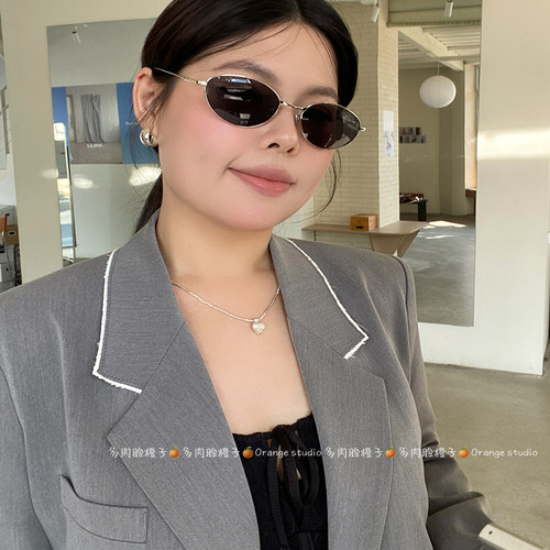 【橙子家】超轻方圆脸素颜猫眼墨镜女金丝防蓝光眼镜显脸小墨镜