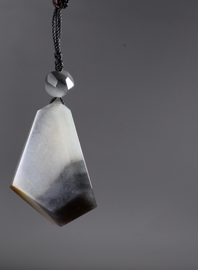 原石黑白分明吊坠新疆和田玉籽料