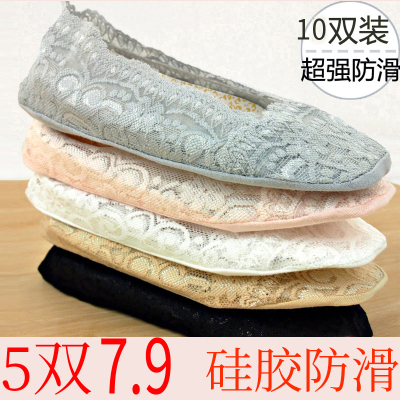 女士夏薄款隐形袜棉硅胶短船袜