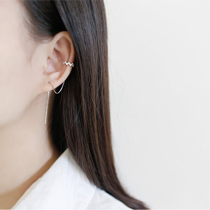 s925纯银高级感轻奢小众设计感耳骨夹耳环2024年新款潮流苏耳线女
