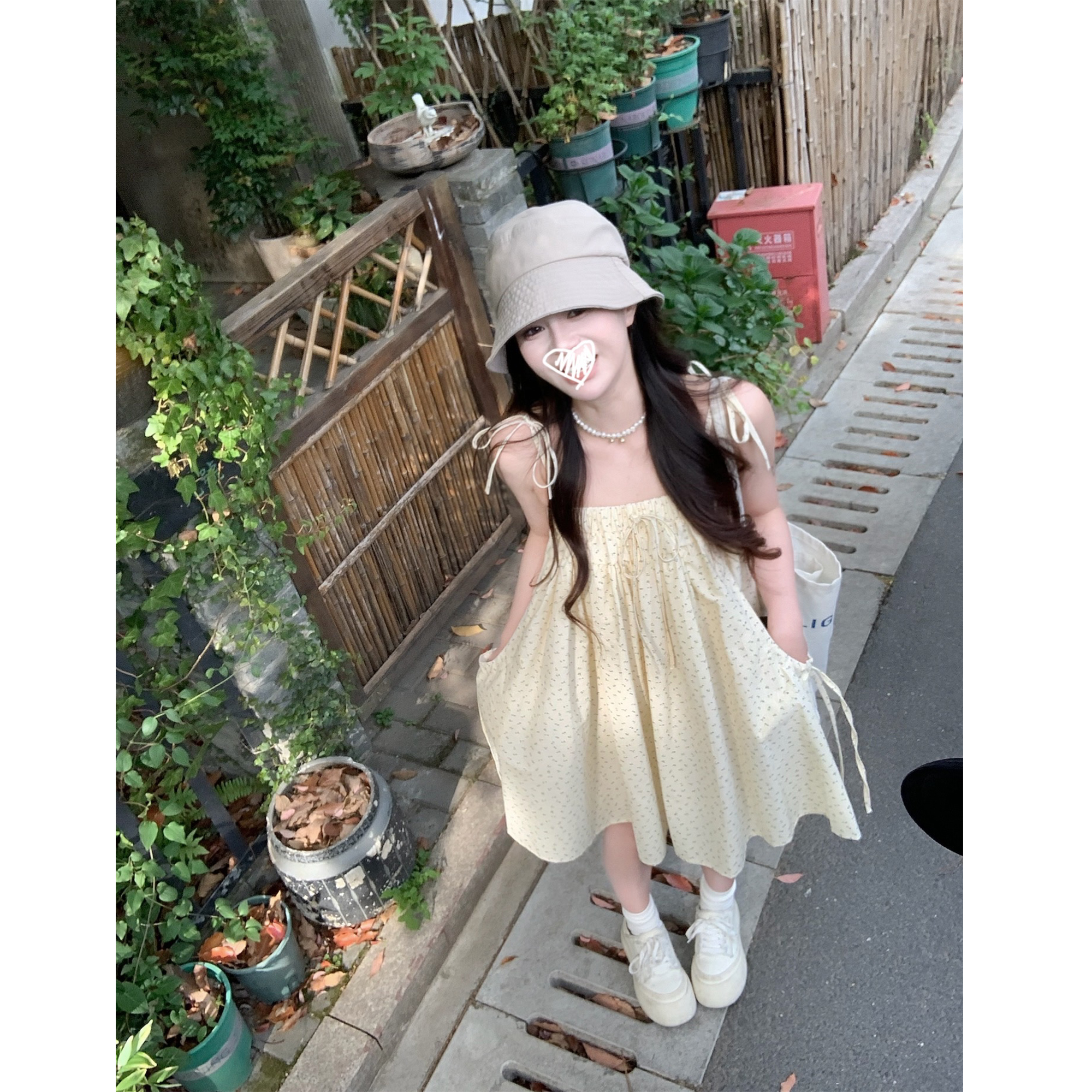 【WASEI水冰冰】设计感无袖吊带连衣裙女甜美宽松显瘦碎花连衣裙