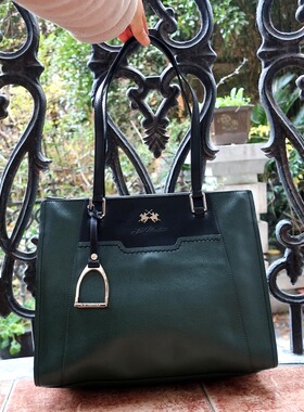 来自Argentina的设计LM撞色十字纹牛皮横款方形拉链托特包两色