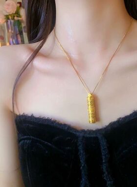 箴言镶嵌六字链打开柱形吊坠镂空