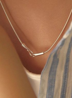 配饰锁骨链首饰珍珠高级感轻奢小众项坠装饰毛衣男友鱼钩挂钩女小