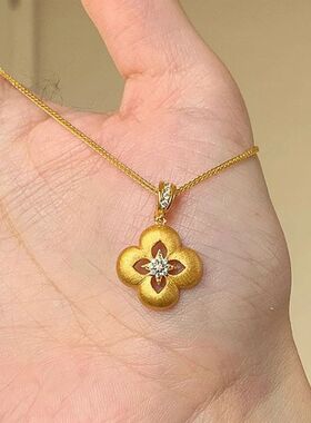 颈链镶四叶草时尚项链锁骨送女