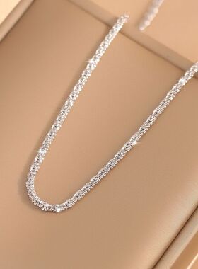 闪光波光粼粼风夏季女银色链年轻奢小众素链甜酷简约锁骨2023新款