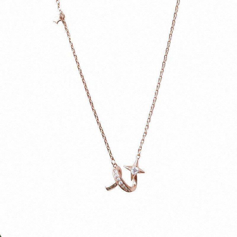 心愿锁骨钻石新款女饰品批发流星扭转链吊坠星星项链网红气质潮流