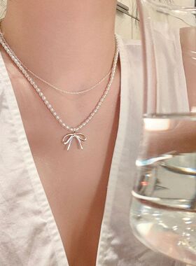 轻奢双温柔戴珠小米链小蝴蝶结