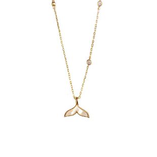 风新款贝壳项链女海豚直播网红链货源闪钻ins简约鱼尾气质母锁骨