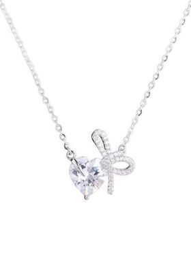 爱心蝴蝶结女潮颈链锆石超闪项链