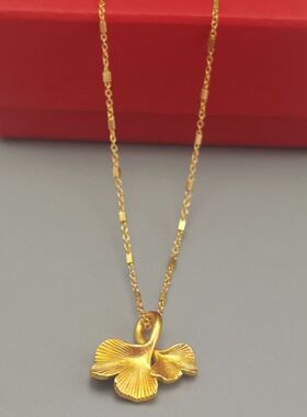 久百搭时尚爆款锁骨链潮流项链银杏叶双简约抖音珠镭设计感女小众