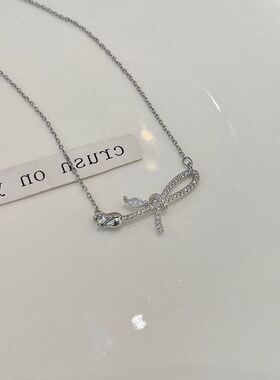 链锆石玫瑰花项链款设计感锁骨