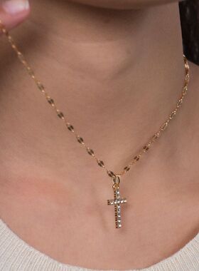 链女外贸欧美吊坠十字架项链镶