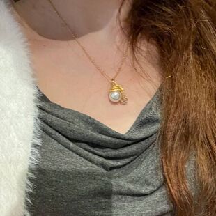 帽圣诞吊坠同款小红书星星项链小众高级感小设计珍珠香风法式女