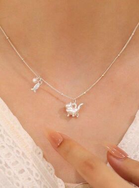 复古风新中式新款链小众小鱼小猫