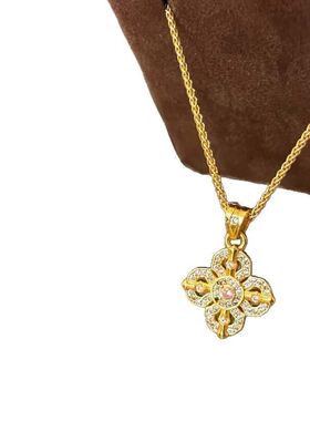 复古十字金刚杵国风女吊坠镶钻小红书镶钻项链2025四叶草菱形同款