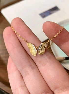 锆石百搭新款蝴蝶链双排微镶韩