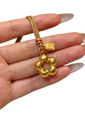 新中式小花发财】女项链吊坠轻奢高级感花花朵毛衣链招财新款【