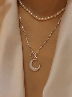 月亮小众设计气质轻奢闪砂新潮