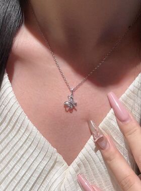 项链女小众镶锆石蝴蝶配饰百搭
