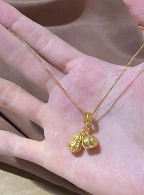 气质女古法锁骨沙金吊坠金店同款