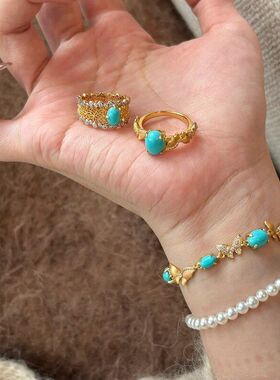 蓝松爆款时尚批发蝴蝶锁骨锆石小红书百搭绿松石项链女轻奢蝴蝶链