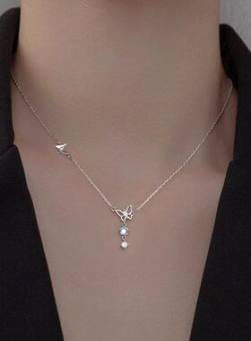 不锈钢气质链流苏设计感蝴蝶新款